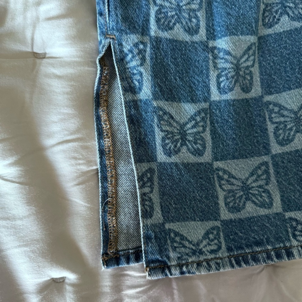 PacSun Eco Butterfly Checkerboard Low Rise Straight Leg Jeans size 26 - Picture 7 of 8